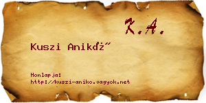 Kuszi Anikó névjegykártya